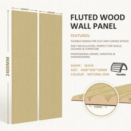 Jōbū Jobu Large Fluted Wall Panels In Natural Oak  240Cm X 60Cm (2 Pack) - thumbnail 5