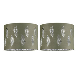 First Choice Lighting Set Of 2 Fern - Sage Green Cut Out 25Cm Pendant Lightshades - thumbnail 1