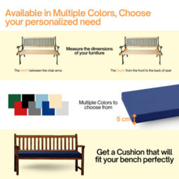 Crescent Waterproof Garden Bench Cushion Grey 4 Seater Outdoor Patio Seat Pad - thumbnail 5