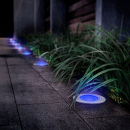 Long Life Lamps Company 5W Led Outdoor Ground Walkover Light Round Blue Brushed Chrome Finish Recessed Uplighter Gl05B - thumbnail 8