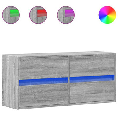 Berkfield Durable Tv Wall Cabinet With Led Lights Grey Sonoma 100X31X45 Cm - image 1