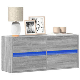 Berkfield Durable Tv Wall Cabinet With Led Lights Grey Sonoma 100X31X45 Cm - thumbnail 2