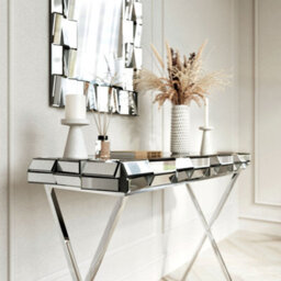 CARME Home Knightsbridge Silver Rectangle Mirror And Console 2 Piece Set - thumbnail 2