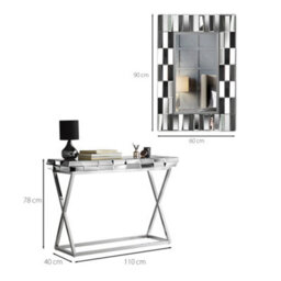 CARME Home Knightsbridge Silver Rectangle Mirror And Console 2 Piece Set - thumbnail 5