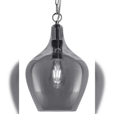 Long Life Lamps Company Modern Vintage Ceiling Smoked Grey Glass Pendant Lamp H3129 - image 1