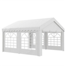 Outsunny 4M Gazebo Garden Marquee Canopy Party Carport Shelter Garage Tent White - thumbnail 2