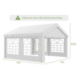 Outsunny 4M Gazebo Garden Marquee Canopy Party Carport Shelter Garage Tent White - thumbnail 3