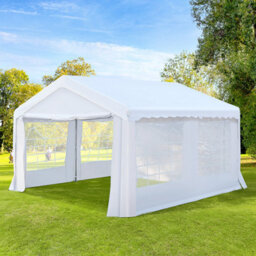 Outsunny 4M Gazebo Garden Marquee Canopy Party Carport Shelter Garage Tent White - thumbnail 1