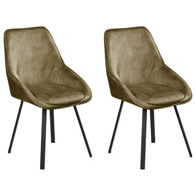 Beliani Set Of 2 Dining Chairs Swivel Terlton Velvet Green - image 1