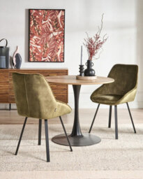 Beliani Set Of 2 Dining Chairs Swivel Terlton Velvet Green - thumbnail 2
