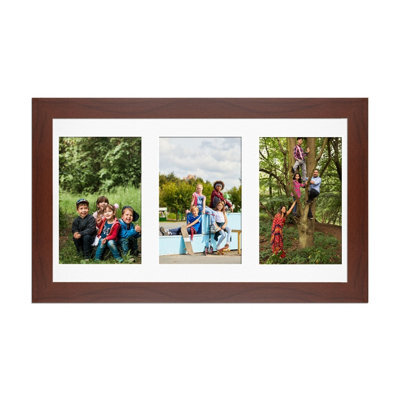 AK Frames 40X20Cm Rose Wood Modern Multi Photo Frame With White Mount - Holds 3 Apertures (3X) 6X4 Photos - image 1