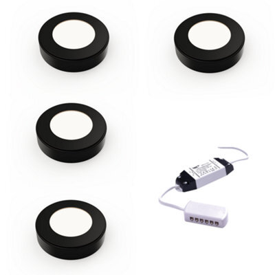 Unknown Nero Surface, Led, Under Cabinet Light, Natural White 4000 4500K, 2.3W, Matte Black, 4 Lights & Driver