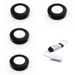 Unknown Nero Surface, Led, Under Cabinet Light, Natural White 4000 4500K, 2.3W, Matte Black, 4 Lights & Driver