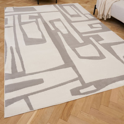 The Rugs Loft Olive And Ivory Abstract Geometric Living Room Area Rug And Runners Soft Pile - image 1