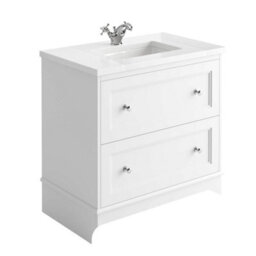 Plum&clay Beckett White Floor Standing Traditional Bathroom Vanity Unit With White Worktop & Ceramic Basin (W)800mm (H)850mm