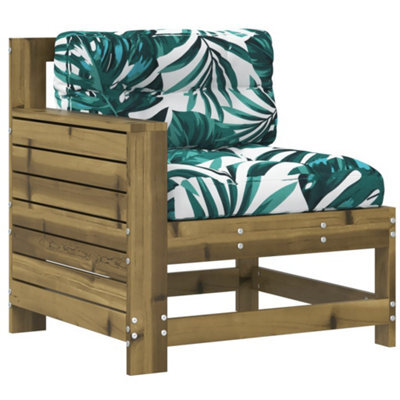 Berkfield Comfortable Garden Armrest Sofa With Cushion Impregnated Wood Pine
