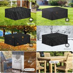 Garden Table Cover, 120X120X74Cm Rectangular Furniture Uv-Resistant Protective 420D - thumbnail 4