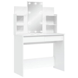 Berkfield Elegant Dressing Table With Led Lights White 96X40X142 Cm