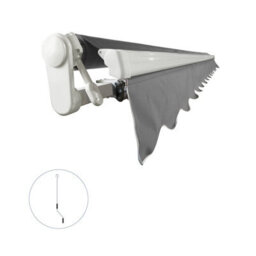 Introll Int300 - No Cassette Retractable Garden Patio Awnings Manual, White Frame - Grey Fabric - 4M X 3M - thumbnail 1
