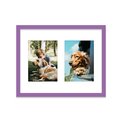14X11 Inch 2 Opening Photo Collage Frame, Display Two 7X5 Inch Photos, Multi Aperture Family Picture Frame, Purple - image 1