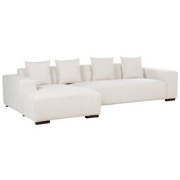 Beliani Corner Sofa 4 Seater Lungo Corduroy Off-White With Ottoman Right Hand - thumbnail 7