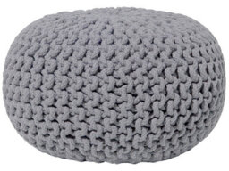 Beliani Dark Grey Knitted Pouf Ottoman 40 X 25 Cm - Cotton Cover, Eps Filling - thumbnail 1