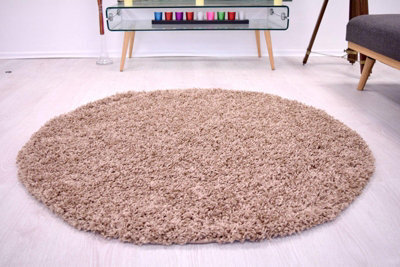 Bravich Mocha Thick Shaggy Circle Rug - California - 150Cm - image 1