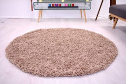 Bravich Mocha Thick Shaggy Circle Rug - California - 150Cm - thumbnail 1