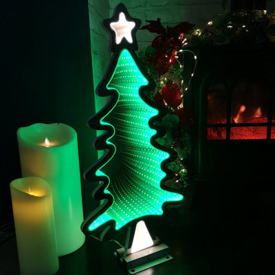 Samuel Alexander 60Cm Light Up Christmas Tree Infinity Decoration With Green Leds On Metal Base - image 1