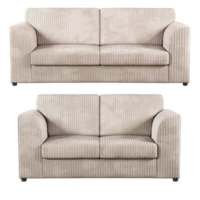 Jumbo Cord Full Back 3+2 Seater Sofa Set Ivory