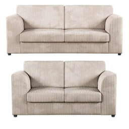 Jumbo Cord Full Back 3+2 Seater Sofa Set Ivory