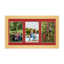 AK Frames 40X20Cm Mustard Yellow Modern Multi Photo Frame With Crimson Mount - Holds 3 Apertures (3X) 6X4 Photos - thumbnail 1