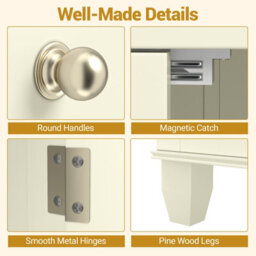 Costway Bathroom Floor Storage Cabinet Freestanding Storage Organizer With Doors-Beige - thumbnail 5