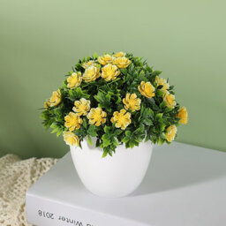 Artificial Potted Flowers Fake False Plant Outdoor Garden Home In Pot Decor Uk Yellow - thumbnail 1