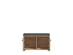 Amos Mann Furniture Landes Slatted Oak Effect 2 Door Shoe Storage Bench - thumbnail 2