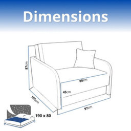 Armchair Sofa Bed With Guest Sleep Function And Bedding Box Easy 1 Light Grey Bonnell Sprung Compact Design For Living Room - thumbnail 6