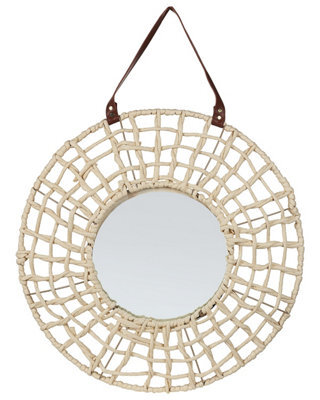 Wyld And Coco Bohonest Round Wall Hanging Mirror With Natural Rope Frame, 60Cm - image 1