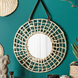 Wyld And Coco Bohonest Round Wall Hanging Mirror With Natural Rope Frame, 60Cm - thumbnail 2
