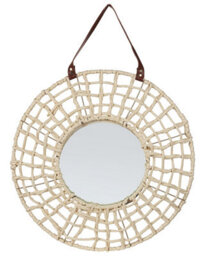 Wyld And Coco Bohonest Round Wall Hanging Mirror With Natural Rope Frame, 60Cm - thumbnail 1
