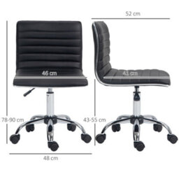 Homcom Armless Mid-Back Adjustable Office Chair With 360 Swivel Black - thumbnail 3