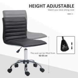Homcom Armless Mid-Back Adjustable Office Chair With 360 Swivel Black - thumbnail 4
