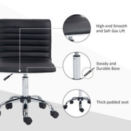 Homcom Armless Mid-Back Adjustable Office Chair With 360 Swivel Black - thumbnail 7