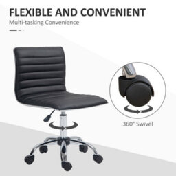 Homcom Armless Mid-Back Adjustable Office Chair With 360 Swivel Black - thumbnail 6