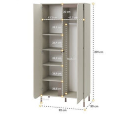 Arte Harmony 01 Hinged Wardrobe In Cashmere & Truffle - 920mm X 2010mm X 500mm - Sleek Organisation With Push-To-Open - thumbnail 4