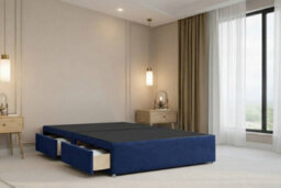 "Nexus Portofino Plush Divan, Navy, 54"" Winged Hb, 2 Drawers Foot-End, Open Coil Mattress, Double" - thumbnail 6