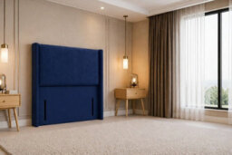 "Nexus Portofino Plush Divan, Navy, 54"" Winged Hb, 2 Drawers Foot-End, Open Coil Mattress, Double" - thumbnail 8