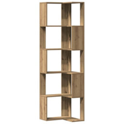 Berkfield Elegant Corner Bookcase 5-Tier Artisian Oak 50X50X179 Cm Engineered Wood