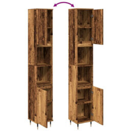 Walplus Bathroom Cabinet Old Wood 30X30X190 Cm Engineered Wood - thumbnail 8