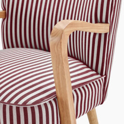 Furniturebox Uk Sylvie Accent Chair Berry And Cream Stripe Oak Effect Legs - thumbnail 6
