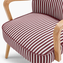 Furniturebox Uk Sylvie Accent Chair Berry And Cream Stripe Oak Effect Legs - thumbnail 7